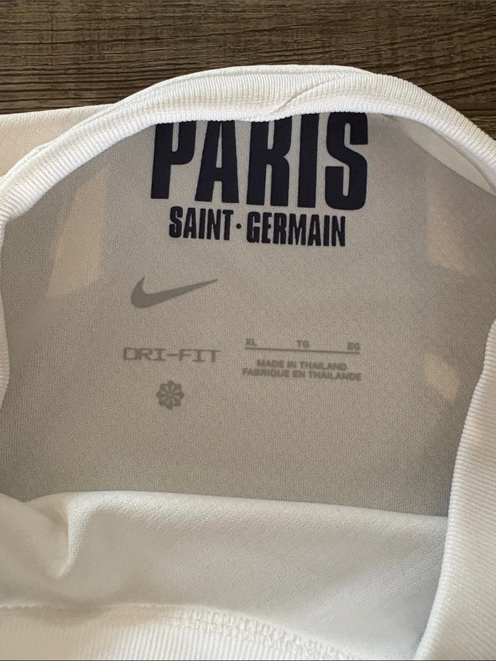 Nike White PSG Home Jersey with Red & Navy Brush Accents